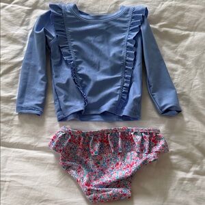 Ruffle Butts Blue Ruffled Kids Swim Set -6-12 months. Barely worn